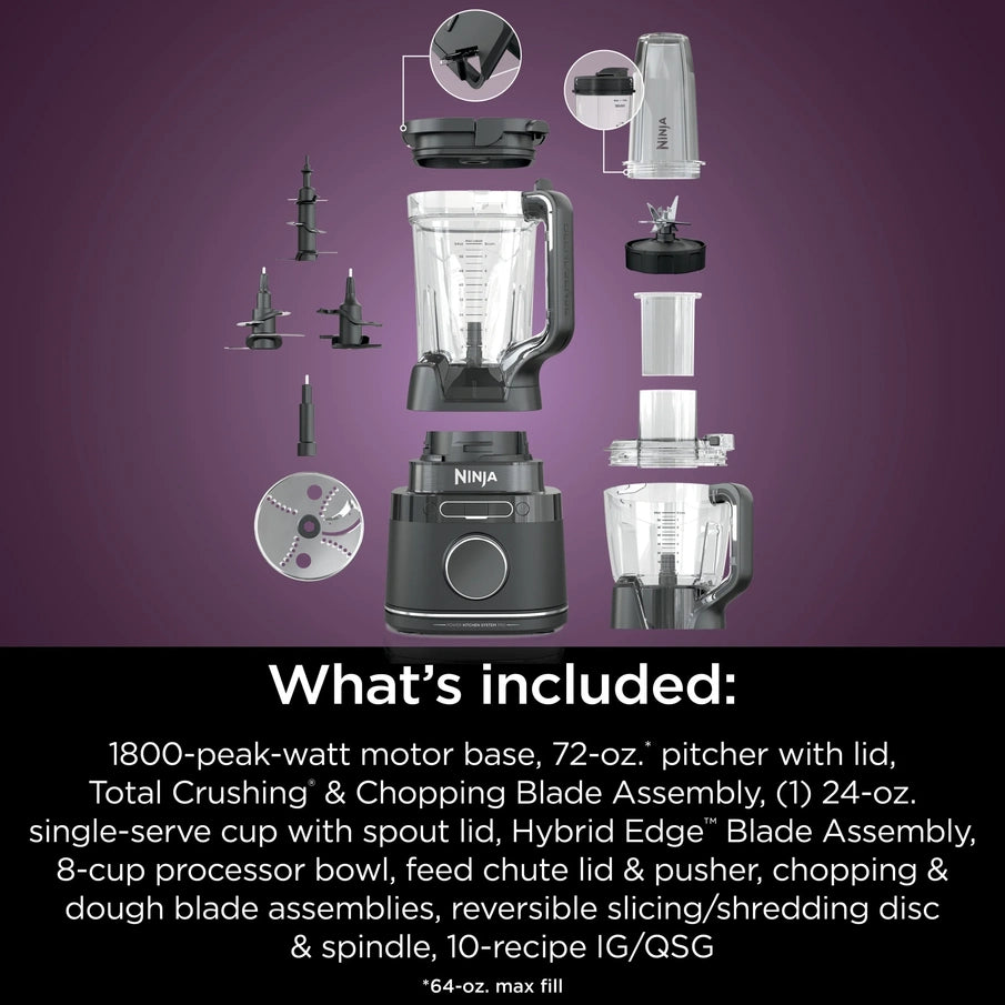 Ninja Detect Kitchen System Power Blender Plus Processor With Blend Sense Technology, Silver, TB400