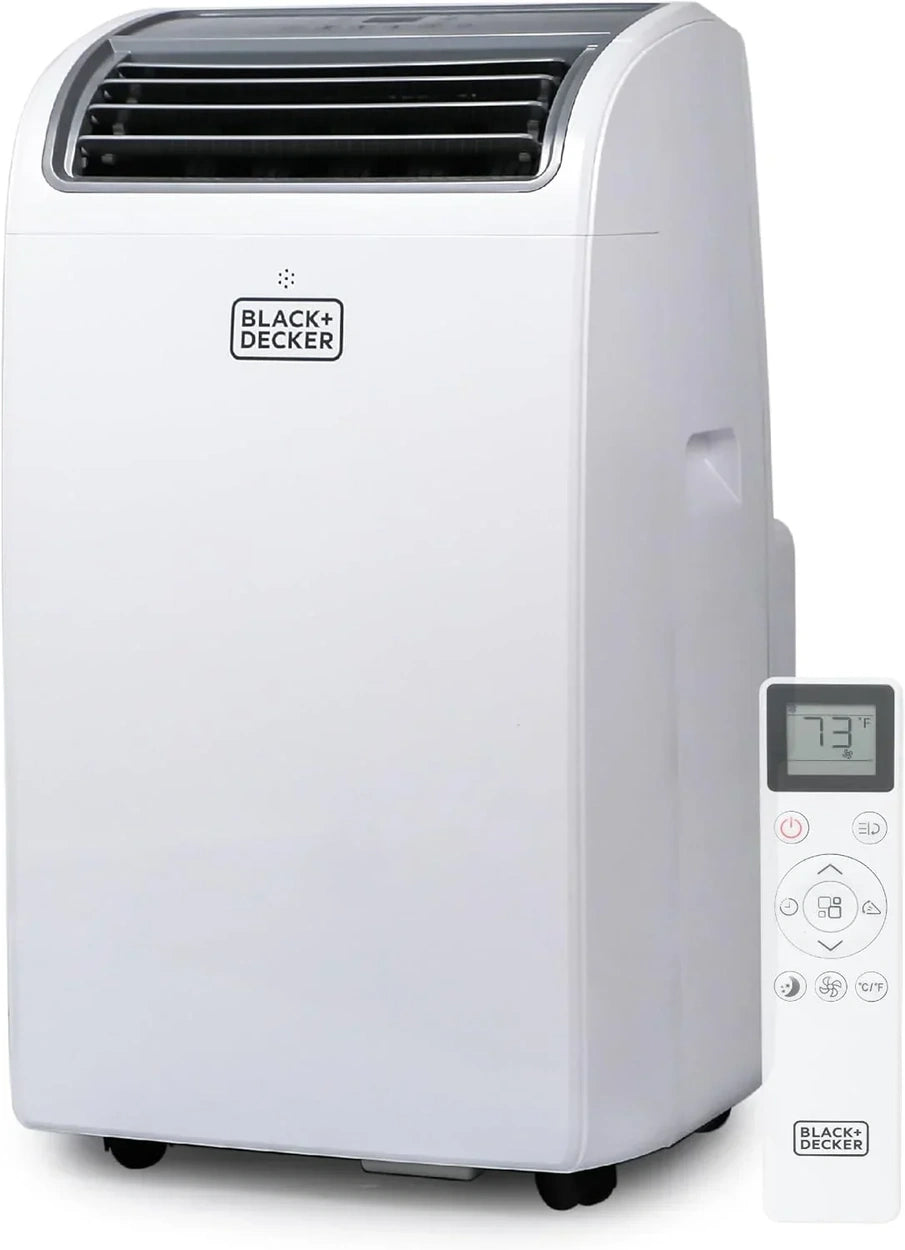 Black Plus Decker 10,000 BTU Portable Air Conditioner For Rooms Up To 450 Sq With Remote Control