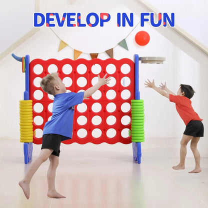 Unicoo 3-in-1 Giant 4 In. A Row Game, Featuring Basketball Hoop, Ring Toss Game And 4-to-Score Game. For Kids And Adults