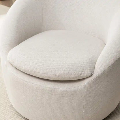 Swivel Barrel Chair, 360 Degree Rotation, Boucle Fabric