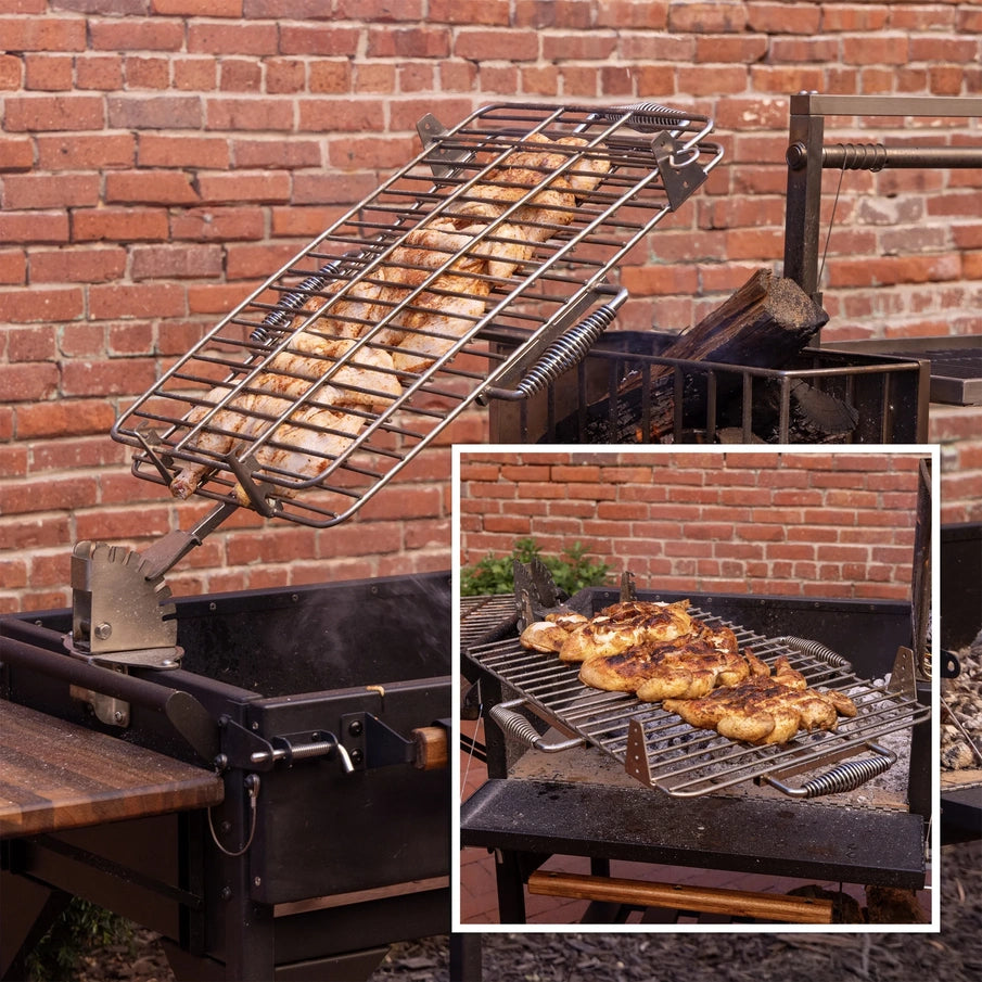 Backyard Discovery Argentine Santa Maria XL Wood Fire And Charcoal Steel Grill, Asado Clamp