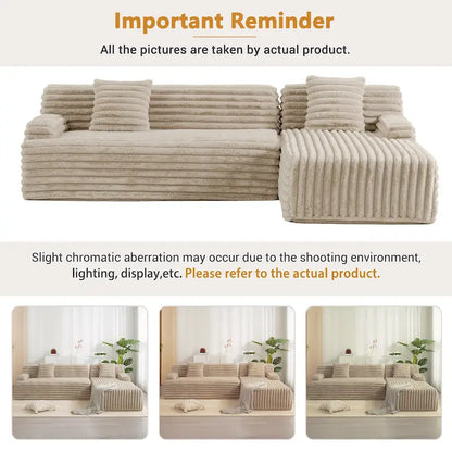 Cloud Sectional Sofa, Modern Upholstered Couch With 2 Throw Pillows, Free-Combined Sofa, Modular Sectional L Shaped Couch