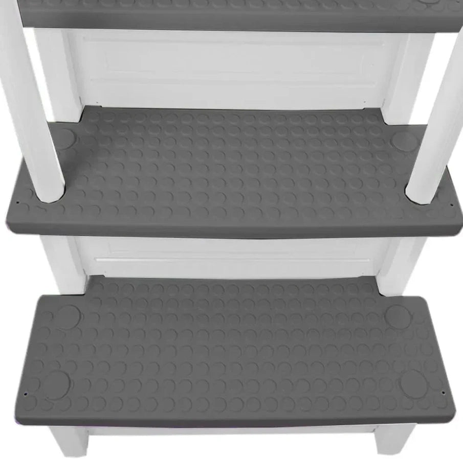 Non-Slip Entry Steps For Pools, Grey, For Above-Ground Pools, Can Be Installed On Terraces With A Height Of 122 To 137 Cm, Load Capacity Up To 136 Kg