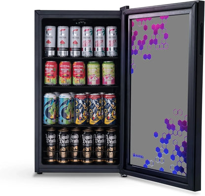 Beverage Refrigerator Cooler, 126 Cans Free Standing With Right Hinge Glass Door, Mini Fridge Beverage Organizer For Beer, Wine, Soda