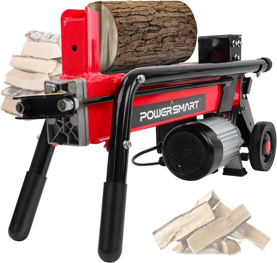 PowerSmart Electric Log Splitter 7-Ton, Efficient Wood Splitter With 3500 Motor Speed, 15 Amp