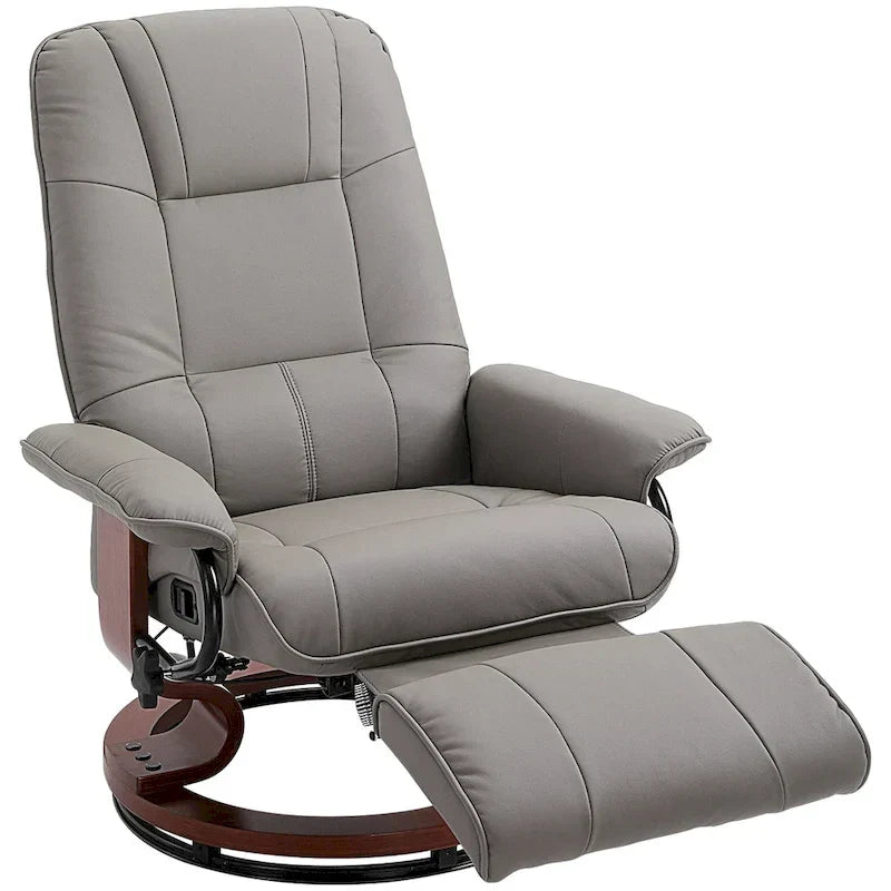 HomCom Faux Leather Adjustable Manual Swivel Base Recliner Chair With Comfortable And Relaxing Footrest