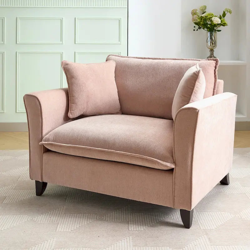 Oversized Chenille Fabric Armchair