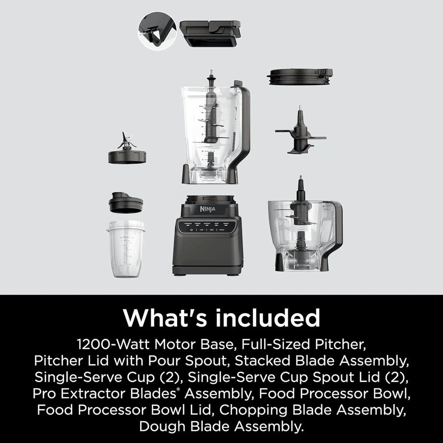 Ninja Mega Kitchen System, 1500 Watt Stand Mixer, 2.1 Liters And Food Processor, 8 Cups With 2 473 Ml Takeaway Cups