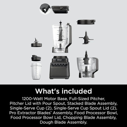 Ninja Mega Kitchen System, 1500 Watt Stand Mixer, 2.1 Liters And Food Processor, 8 Cups With 2 473 Ml Takeaway Cups