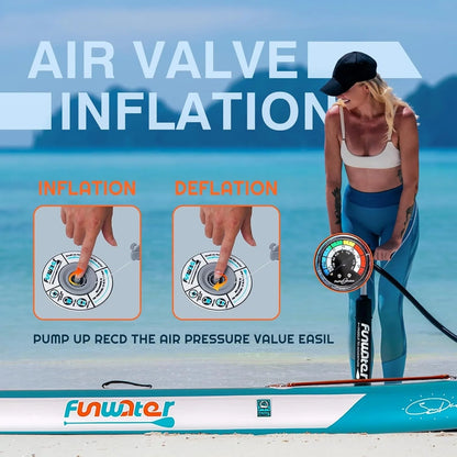 FunWater Inflatable Stand Up Paddle Board With Premium Sup Paddle Accessories, Non-Slip EVA Deck, 11'/10'6' Paddle