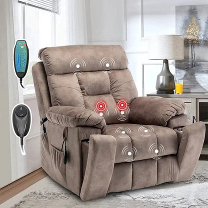 Large Electric Massage Lift Recliner With Heat, Hidden Cup Holder