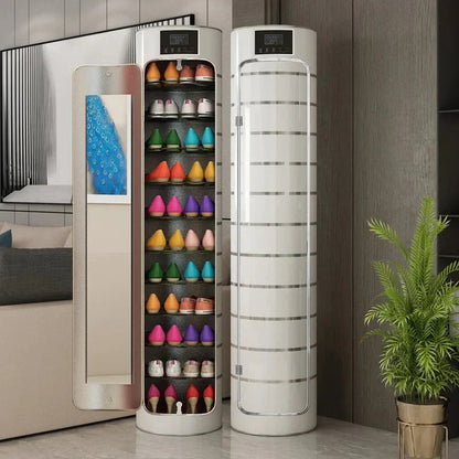 Large-Capacity Multi-Layer Rotating Disinfection Shoe Cabinet With Mirror Plus Deodorizer