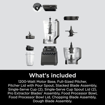 Ninja Mega Kitchen System 1500 Watt 72 Ounce Full Size Blender And 8 Cup Food Processor