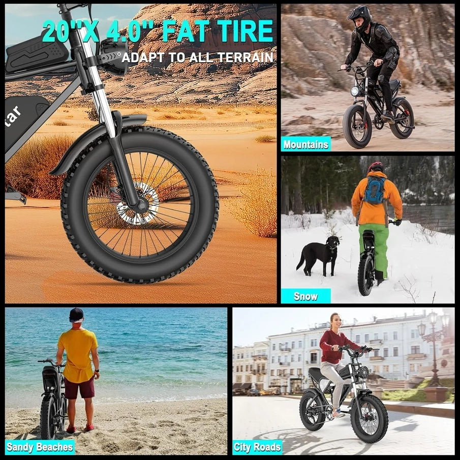 Electric Bike Q20, 2000W, 52V, 30-180 Miles, All-Terrain Fat Bike For Adults