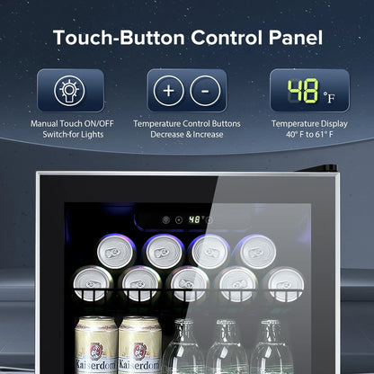 Auseo 126 Can Beverage Refrigerator And Cooler With Glass Door For Home/Office/Bar-Black