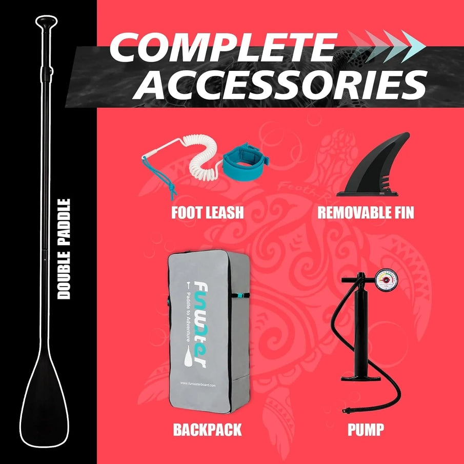 FunWater Inflatable Stand Up Paddle Board With Premium Sup Paddle Accessories, Non-Slip EVA Deck, 11'/10'6' Paddle