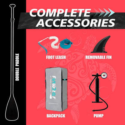 FunWater Inflatable Stand Up Paddle Board With Premium Sup Paddle Accessories, Non-Slip EVA Deck, 11'/10'6' Paddle