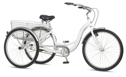 Schwinn Meridian Adult Tricycle, Men's And Women's Beach Cruiser, 26-inch Wheels, Low Step-Through, Wide Saddle, Folding Rear Basket