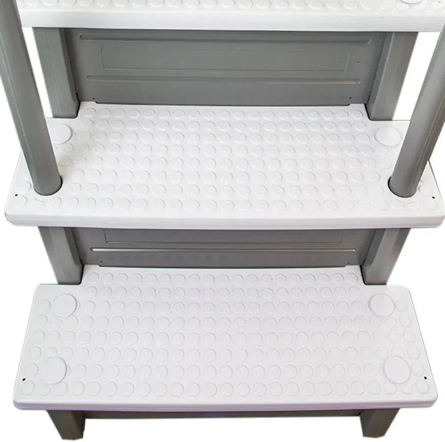 Non-Slip Entry Steps For Pools, Grey, For Above-Ground Pools, Can Be Installed On Terraces With A Height Of 122 To 137 Cm, Load Capacity Up To 136 Kg