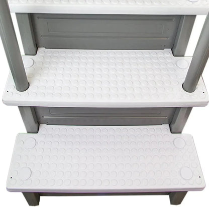 Non-Slip Entry Steps For Pools, Grey, For Above-Ground Pools, Can Be Installed On Terraces With A Height Of 122 To 137 Cm, Load Capacity Up To 136 Kg