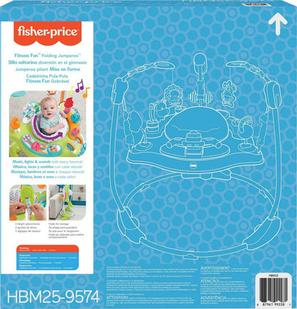 Fisher-Price Baby Bouncer Fitness Fun Folding Jumperoo Infant Activity Center With Lights And Music. Unisex