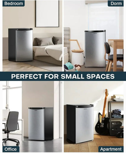 Upstreman 3.2 Cu. Ft. Mini Fridge Freezer Single Door Fridge Dorm Fridge Adjustable Thermostat