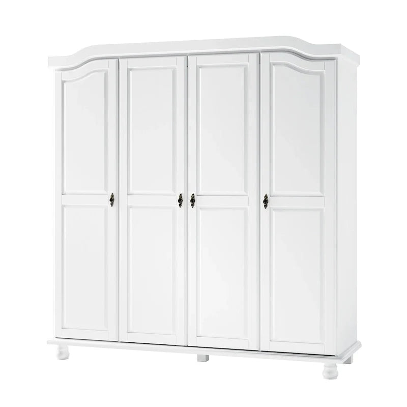 Palace Imports 100% Solid Wood Kyle 4-Door Wardrobe Armoire With Solid Wood Or Mirrored Doors