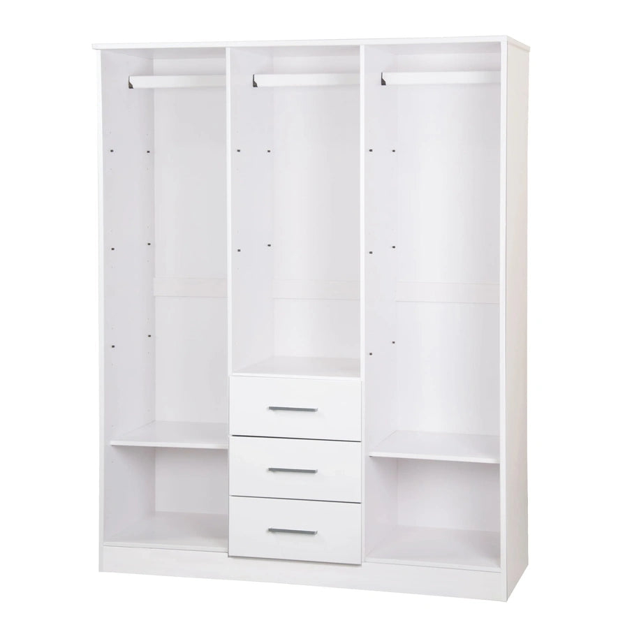 Palace Imports 100% Solid Wood Cosmo 3-Door Wardrobe Armoire With Solid Wood Or Mirrored Doors