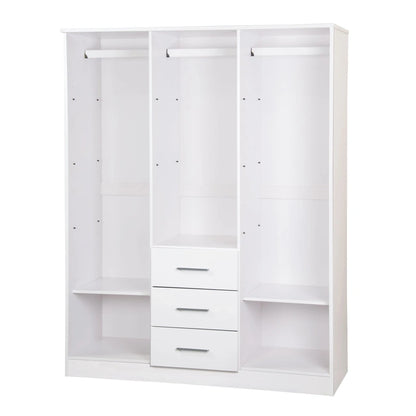 Palace Imports 100% Solid Wood Cosmo 3-Door Wardrobe Armoire With Solid Wood Or Mirrored Doors