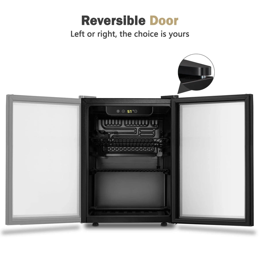 Auseo 126 Can Beverage Refrigerator And Cooler With Glass Door For Home/Office/Bar-Black
