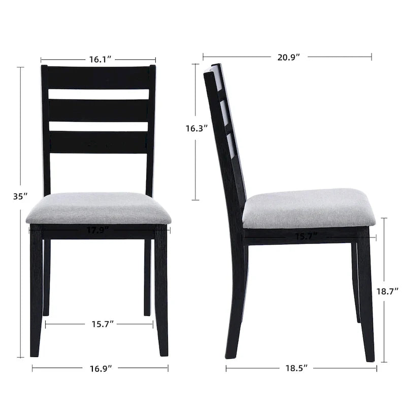 5-Piece Solid Wood 47L Dining Table Sets, 1 Table Plus 4 Slat Back Chairs
