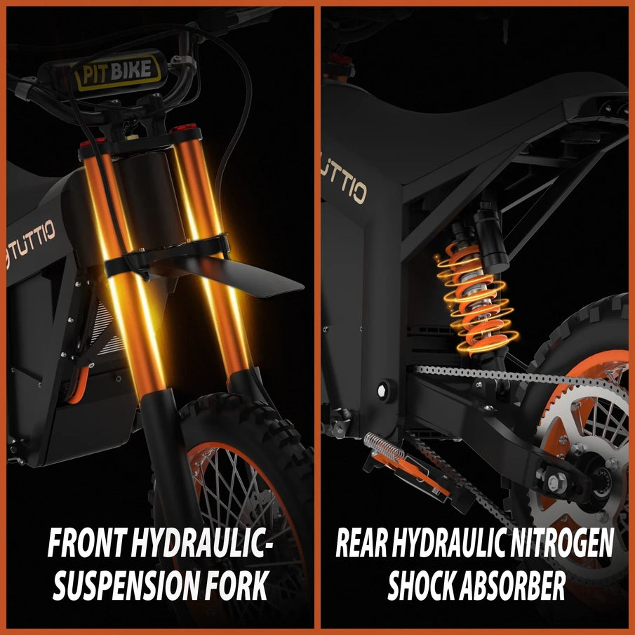 Tuttio Soleil01 2000W Electric Dirt Bike Adult, 48V 21Ah 37MPH, Electric Motorcycle 14 In. And 12 In.Tire Off-Road Dirt EBikes Full Suspension