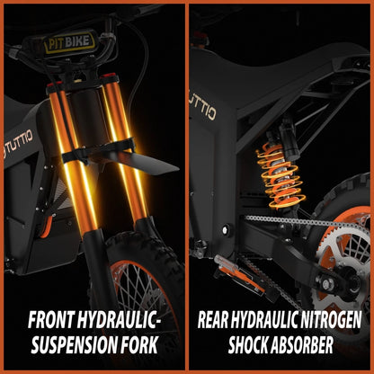 Tuttio Soleil01 2000W Electric Dirt Bike Adult, 48V 21Ah 37MPH, Electric Motorcycle 14 In. And 12 In.Tire Off-Road Dirt EBikes Full Suspension