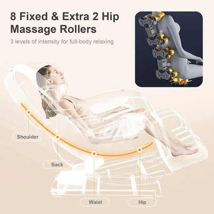 Massage Chair Full Body, Zero Gravity Massage Chair With 10 Fix Rollers, Heating, Foot Massage, Auto Modes, Bluetooth Speaker