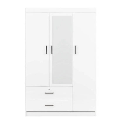 3-Door Mirror Wardrobe With Shelves And 2 Drawers