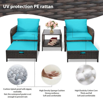 Leveleve Balcony Furniture 5 Piece Patio Conversation Set