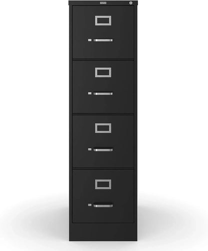 Staples 4-Drawer File Cabinet, Lockable, Black, 25 In.D x 15 In.W