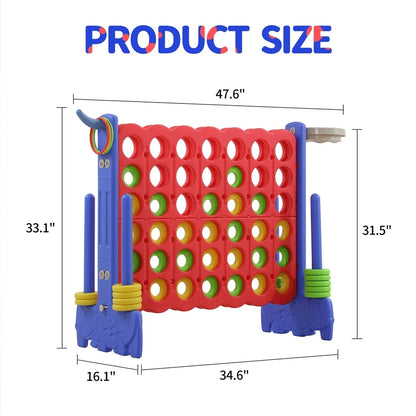 Unicoo 3-in-1 Giant 4 In. A Row Game, Featuring Basketball Hoop, Ring Toss Game And 4-to-Score Game. For Kids And Adults