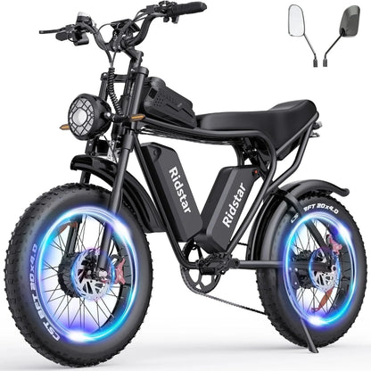 Electric Bike Q20, 2000W, 52V, 30-180 Miles All-Terrain Fat Tire E-Bike For Adults