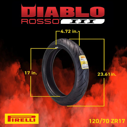 Pirelli Diablo Rosso III 120/70ZR17 Front And 240/45 ZR17 Rear Tire With Keychain