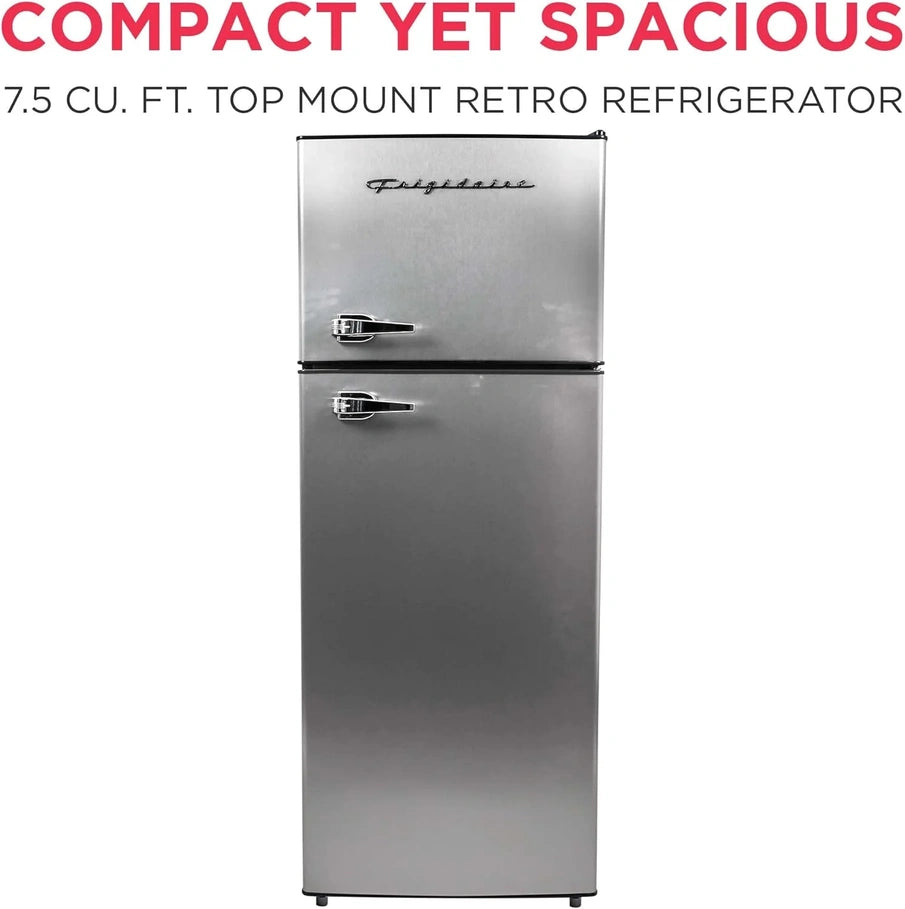 Frigidaire 2 Door Apartment Size Refrigerator Freezer Combo 7.5 Cu. Ft. Platinum Series Stainless
