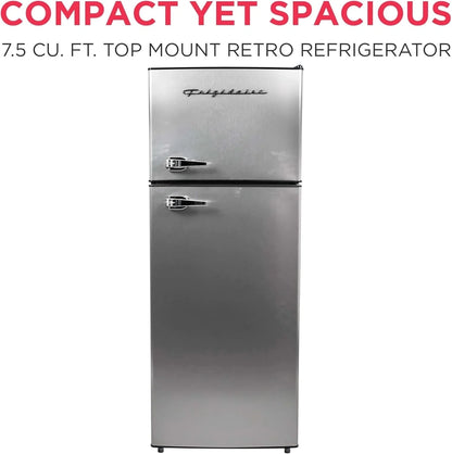 Frigidaire 2 Door Apartment Size Refrigerator Freezer Combo 7.5 Cu. Ft. Platinum Series Stainless