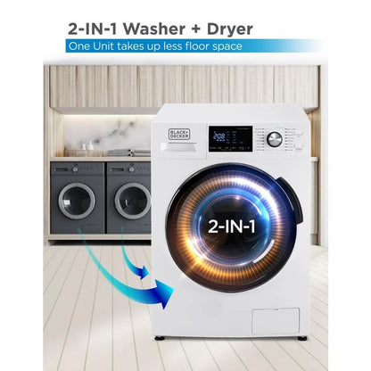 Black Plus Decker 2.7 Cu. Ft. All-in-One Washer And Dryer Combo In White BCW27MW