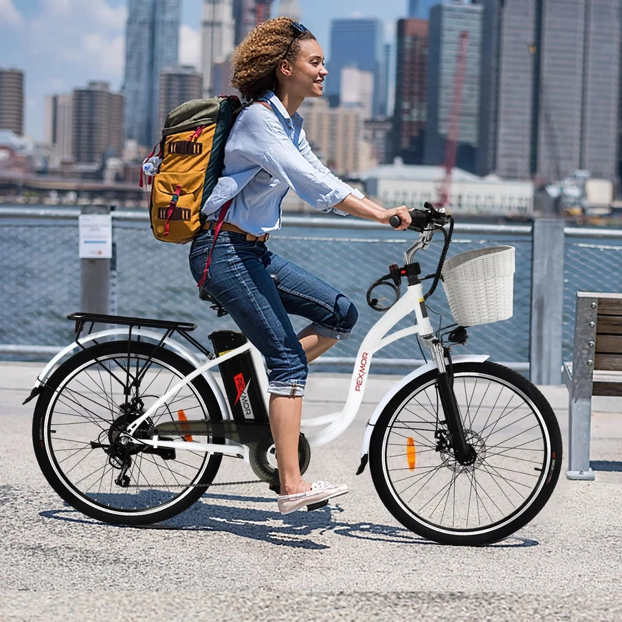 Pexmor Electric Bike For Adults, 350W, Peak 500W City Commuter Ebike 36V 12.5Ah Removable Battery