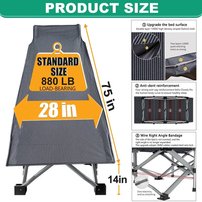 Slsy 2 Pack Folding Bed Cot With 3.3 In. 2 Sided Mattress, 75 In. 28 In. Folding Camping Cots With Carry Bag, Portable Sleeping Cot Guest Bed