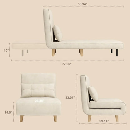 3-in-1 Sleeper Chair Bed Convertible Chair Bed Futon Sofa With Adjustable Backrest
