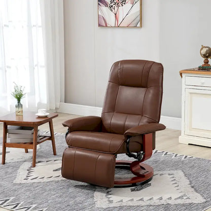 HomCom Faux Leather Adjustable Manual Swivel Base Recliner Chair With Comfortable And Relaxing Footrest