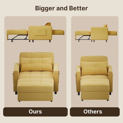 Sofa Bed Chair 3-in-1 Convertible Pullout Single Sleeper Chair Bed Spacious Multifunctional Sofa