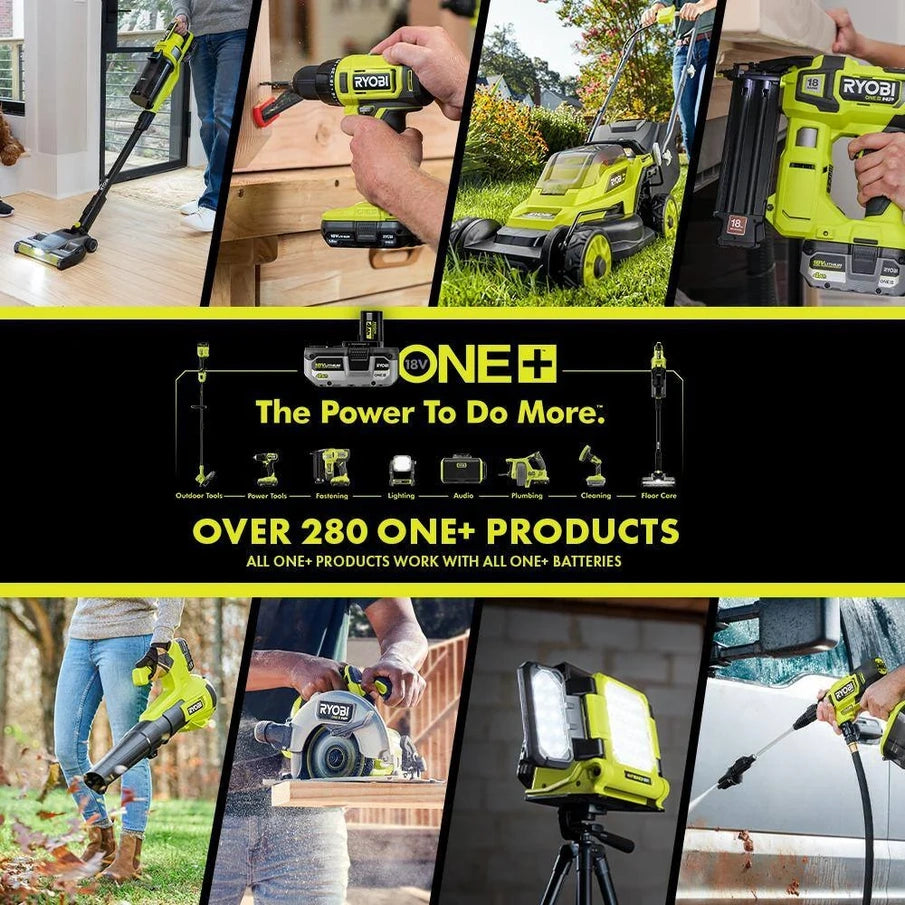 Ryobi One Plus 18V Cordless Tool Set With 10 Pieces, 3 Batteries And Charger, Model Year 2025 PCK750KN