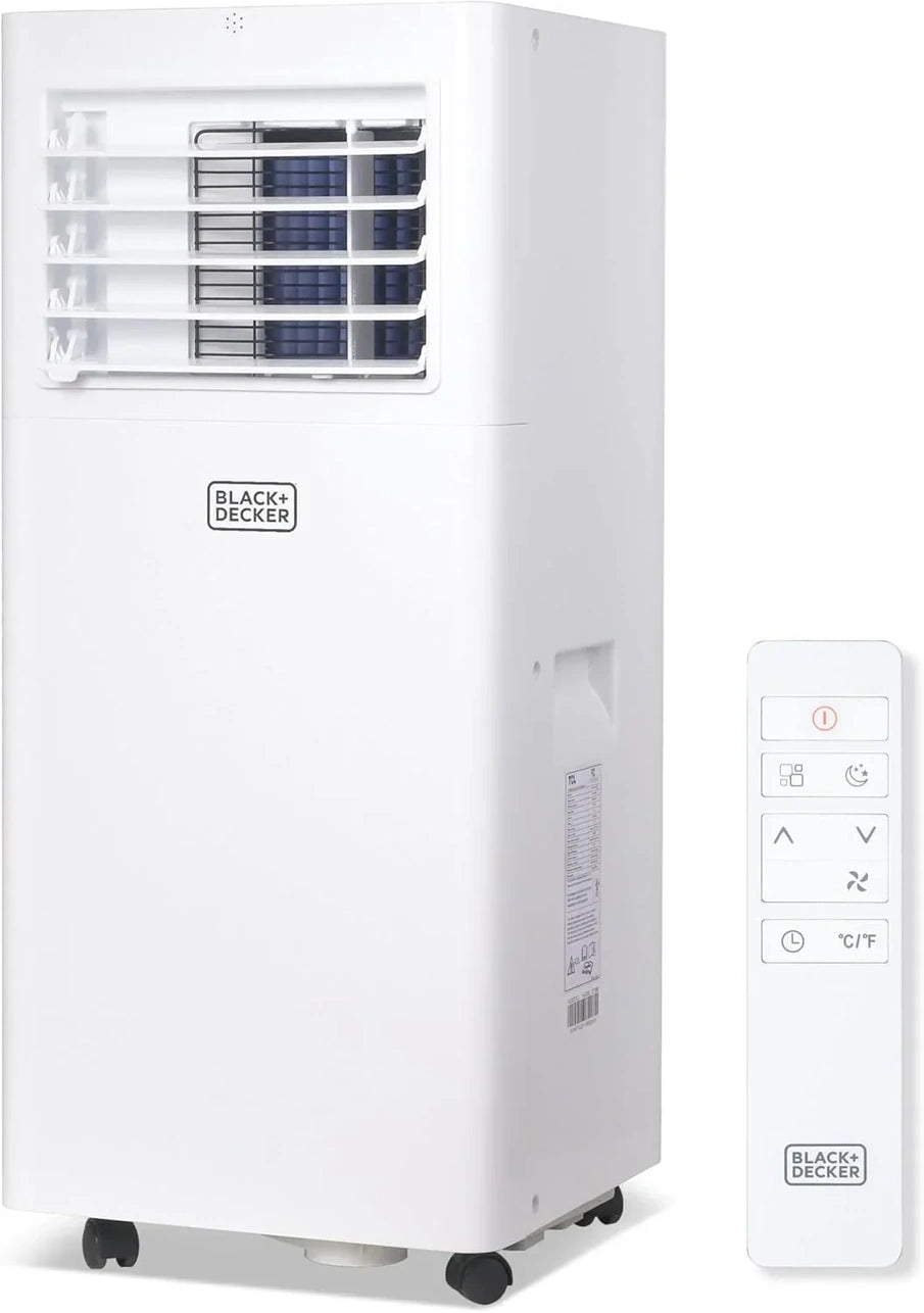 Black Plus Decker 10,000 BTU Portable Air Conditioner For Rooms Up To 450 Sq With Remote Control